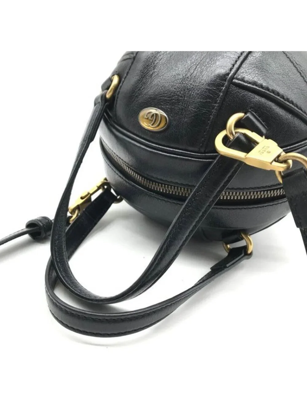 Gucci Basketball Shape Mini 2-Way Bag Leather Black Bag